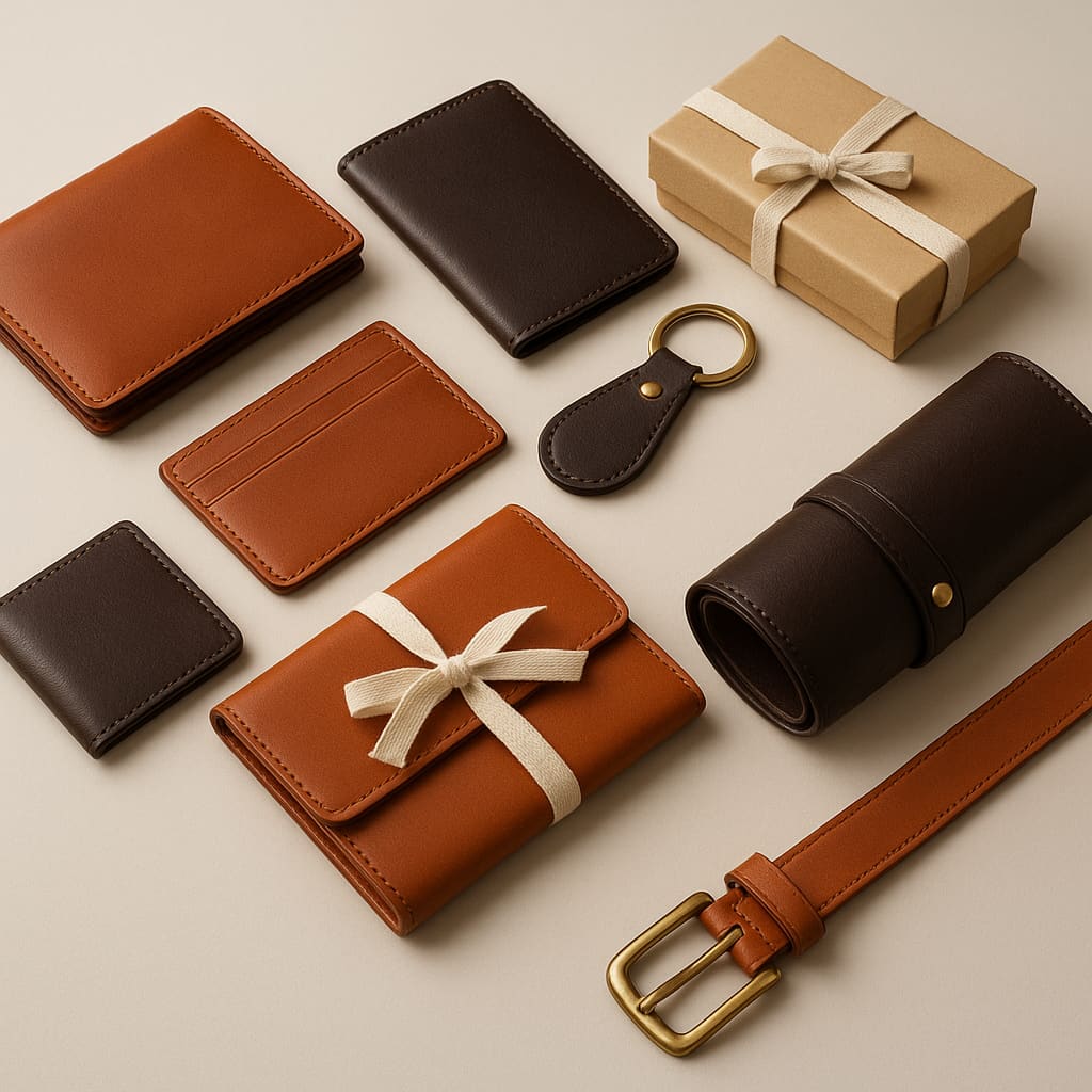 Sortiment hochwertiger Ledergeschenke